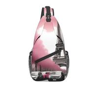 YYHWHJDE Cross Chest Bag Diagonally - Sac à bandoulière de qualité, durable et spacieux pour homme et femme - Tour Eiffel Paris Street - Image florale rose - Noir - Taille unique, Noir , Taille unique