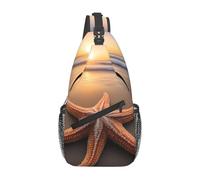 YYHWHJDE Cross Chest Bag Diagonally Sac à bandoulière de qualité, durable et spacieux pour homme et femme, imprimé étoile de mer, océan, plage, noir, taille unique, Noir , Taille unique