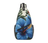 YYHWHJDE Cross Chest Bag Diagonally - Sac à bandoulière de qualité, durable et spacieux pour homme et femme - Imprimé hibiscus bleu, noir, taille unique, Noir , Taille unique