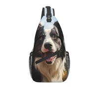 YYHWHJDE Cross Chest Bag Diagonally - Sac à bandoulière de qualité, durable et spacieux pour homme et femme, imprimé border collie, noir, taille unique, Noir , Taille unique