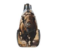 YYHWHJDE Cross Chest Bag Diagonally Sac à bandoulière de qualité, durable et spacieux pour homme et femme Motif troupeau de bison d'Amérique du Nord Noir Taille unique, Noir , Taille unique