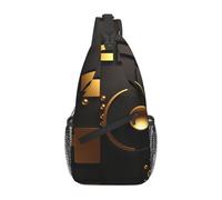 YYHWHJDE Cross Chest Bag Diagonally - Sac à bandoulière de qualité, durable et spacieux pour homme et femme, imprimé fond noir et doré, noir, taille unique, Noir , Taille unique