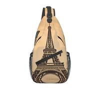 YYHWHJDE Cross Chest Bag Diagonally - Sac à bandoulière de qualité, durable et spacieux pour homme et femme - Imprimé vintage Paris Tour Eiffel papillon, noir, taille unique, Noir , Taille unique