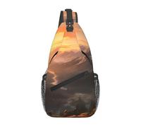 YYHWHJDE Cross Chest Bag Diagonally Sac à bandoulière de qualité, durable et spacieux pour homme et femme Impression lever de soleil de montagne, noir, taille unique, Noir , Taille unique