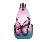 YYHWHJDE Cross Chest Bag Diagonally Sac à bandoulière de qualité, durable et spacieux pour homme et femme, imprimé papillon rose et mer, noir, taille unique, Noir , Taille unique