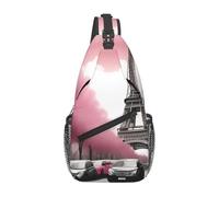 YYHWHJDE Cross Chest Bag Diagonally - Sac à bandoulière de qualité, durable et spacieux pour homme et femme - Tour Eiffel Paris Street - Imprimé floral rose - Noir - Taille unique, Noir , Taille