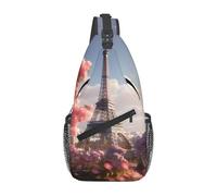 YYHWHJDE Cross Chest Bag Diagonally Sac à bandoulière de qualité, durable et spacieux pour homme et femme, motif fleur de Paris Tour Eiffel, noir, taille unique, Noir , Taille unique