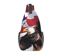 YYHWHJDE Cross Chest Bag Diagonally - Sac à bandoulière de qualité, durable et spacieux pour homme et femme - Aigle patriotique américain avec imprimé drapeau américain, noir, taille unique, Noir ,