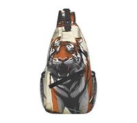 YYHWHJDE Cross Chest Bag Diagonally - Sac à bandoulière de qualité, durable et spacieux pour homme et femme, imprimé tigre sérieux, noir, taille unique, Noir , Taille unique