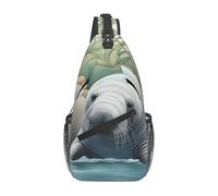 YYHWHJDE Cross Chest Bag Diagonally Sac à bandoulière de qualité, durable et spacieux pour homme et femme, motif animaux lamantin, noir, taille unique, Noir , Taille unique