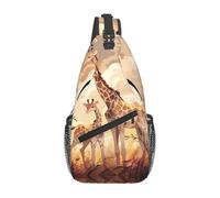 YYHWHJDE Cross Chest Bag Diagonally - Sac à bandoulière de qualité, durable et spacieux pour homme et femme, imprimé girafe mère et enfant, noir, taille unique, Noir , Taille unique