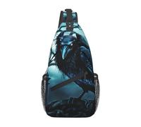 YYHWHJDE Cross Chest Bag Diagonally - Sac à bandoulière de qualité, durable et spacieux pour homme et femme - Imprimé corbeau bleu noir, taille unique, Noir , Taille unique
