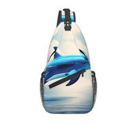 YYHWHJDE Cross Chest Bag Diagonally Sac à bandoulière de qualité, durable et spacieux pour homme et femme, motif dauphin bleu océan, noir, taille unique, Noir , Taille unique