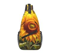 YYHWHJDE Cross Chest Bag Diagonally Sac à bandoulière de qualité, durable et spacieux pour homme et femme, belle image de tournesol, noir, taille unique, Noir , Taille unique