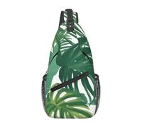YYHWHJDE Cross Chest Bag Diagonally - Sac à bandoulière de qualité, durable et spacieux pour homme et femme, imprimé feuilles tropicales, noir, taille unique, Noir , Taille unique