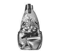YYHWHJDE Cross Chest Bag Diagonally Sac à bandoulière de qualité, durable et spacieux pour homme et femme, motif thé de l'après-midi, noir, taille unique, Noir , Taille unique