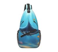 YYHWHJDE Cross Chest Bag Diagonally Sac à bandoulière de qualité, durable et spacieux pour homme et femme, raie manta et image de poisson, noir, taille unique, Noir , Taille unique