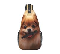 YYHWHJDE Cross Chest Bag Diagonally - Sac à bandoulière de qualité, durable et spacieux pour homme et femme - Imprimé poméranie mignon - Noir - Taille unique, Noir , Taille unique