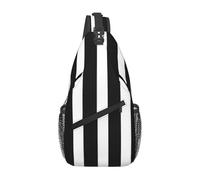 YYHWHJDE Cross Chest Bag Diagonally - Sac à bandoulière de qualité, durable et spacieux pour homme et femme - Motif rayures noires et blanches - Noir - Taille unique, Noir , Taille unique