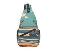 YYHWHJDE Cross Chest Bag Diagonally Sac à bandoulière de qualité, durable et spacieux pour homme et femme, imprimé plage, surf, noir, taille unique, Noir , Taille unique