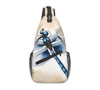YYHWHJDE Cross Chest Bag Diagonally - Sac à bandoulière de qualité, durable et spacieux pour homme et femme - Imprimé libellule bleue artistique, noir, taille unique, Noir , Taille unique