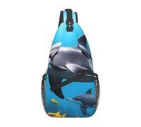 YYHWHJDE Cross Chest Bag Diagonally - Sac à bandoulière de qualité, durable et spacieux pour homme et femme - Motif poisson dauphi - Noir - Taille unique, Noir , Taille unique