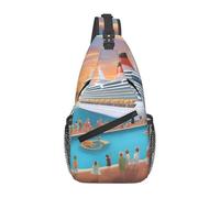 YYHWHJDE Cross Chest Bag Diagonally - Sac à bandoulière de qualité, durable et spacieux pour homme et femme, imprimé piscine, fête, bateau de croisière, noir, taille unique, Noir , Taille unique