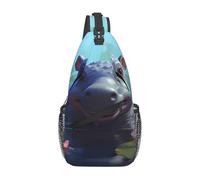 YYHWHJDE Cross Chest Bag Diagonally - Sac à bandoulière de qualité, durable et spacieux pour homme et femme - Imprimé hippopotame mignon, noir, taille unique, Noir , Taille unique