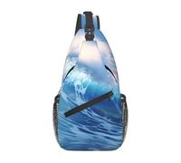 YYHWHJDE Cross Chest Bag Diagonally Sac à bandoulière de qualité, durable et spacieux pour homme et femme Impression vagues de l'océan bleu, noir, taille unique, Noir , Taille unique