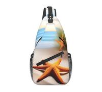 YYHWHJDE Cross Chest Bag Diagonally Sac à bandoulière de qualité, durable et spacieux pour homme et femme Motif plage étoiles de mer et terres Noir Taille unique, Noir , Taille unique