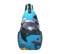 YYHWHJDE Cross Chest Bag Diagonally Sac à bandoulière de qualité, durable et spacieux pour homme et femme Motif poisson dauphi Noir Taille unique, Noir , Taille unique