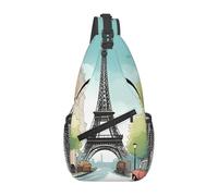 YYHWHJDE Cross Chest Bag Diagonally Sac à bandoulière de qualité, durable et spacieux pour homme et femme, imprimé romantique Paris Tour Eiffel Bycicle, noir, taille unique, Noir , Taille unique