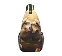YYHWHJDE Cross Chest Bag Diagonally - Sac à bandoulière de qualité, durable et spacieux pour hommes et femmes, motif nature, joli motif hérisson, noir, taille unique, Noir , Taille unique