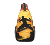 YYHWHJDE Cross Chest Bag Diagonally Sac à bandoulière de qualité, durable et spacieux pour hommes et femmes, silhouettes d'arts martiaux, noir, taille unique, Noir , Taille unique