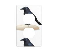 YYHWHJDE Crow on The Pebble Panneau mural décoratif à double prise durable et adapté aux accessoires d'interrupteur 11,4 x 7 cm