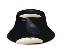 YYHWHJDE Crow on The Pebble Picture Chapeau cloche réfléchissant léger, respirant et pliable pour homme et femme Noir