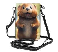 YYHWHJDE Cute Beaver Picture Téléphone portable pour femme avec prépuce en cuir et bandoulière réglable