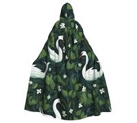 YYHWHJDE Cygne Vert Feuilles Imprimés Halloween Adulte Cape à Capuche Hommes et Femmes Vêtements Mantele Jeu de Rôle