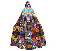 YYHWHJDE Day of The Dead Picture Cape à capuche pour adulte pour jeux de rôle, costumes et fêtes à thème