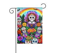 YYHWHJDE Day of The Dead Prints Mât de drapeau de jardin extérieur Décoration de cour 30,5 x 45,7 cm
