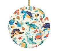 Yyhwhjde Décoration circulaire en céramique Motif tortues de mer