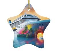 YYHWHJDE Décoration de Noël en céramique avec motif de bateau de croisière - Facile à accrocher - Idéal pour décorer les arbres de Noël