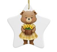 Yyhwhjde Décoration en céramique à suspendre pour sapin de Noël avec panier de fleurs Motif exquis 7,9 x 7,9 cm