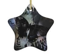 Yyhwhjde Décoration en céramique à suspendre pour sapin de Noël Motif papillon dans la vallée 7,9 x 7,9 cm