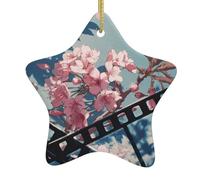 Yyhwhjde Décoration en céramique pour sapin de Noël Motif fleurs de cerisier 7,9 x 7,9 cm