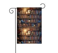 YYHWHJDE Drapeau de jardin à motif de librairie magique Décoration de cour 30,5 x 45,7 cm d'épaisseur et durable