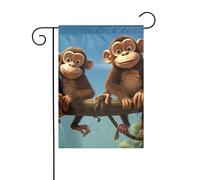 YYHWHJDE Drapeau de jardin avec deux singes - Décoration de cour - 30,5 x 45,7 cm - Pour jardin, terrasse, balcon