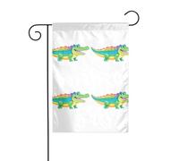 YYHWHJDE Drapeau de jardin avec impression crocodile arc-en-ciel 30,5 x 45,7 cm
