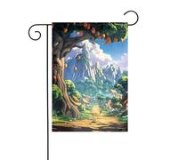YYHWHJDE Drapeau de jardin avec motif arbre fruitier à tête de village 30,5 x 45,7 cm d'épaisseur et durable