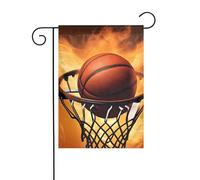 YYHWHJDE Drapeau de jardin avec motif Basketball On Fire - Décoration extérieure - Double face - 30,5 x 45,7 cm